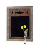 20X27 wood frame fish mirror with 3-image metal mat