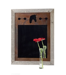 20X27 rustic wood frame horse mirror with 3-image metal mat