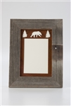 5X7 barnwood frames with 3-image rusted metal bear mat