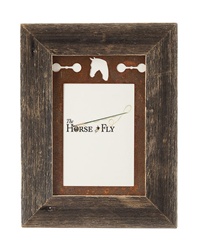 5X7 barnwood frames with 3-image rusted metal horse mat