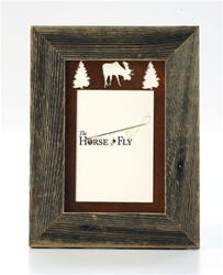 5X7 barnwood frames with 3-image rusted metal moose mat