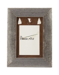 5X7 barnwood frames with 3-image rusted metal skier mat