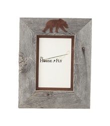 5x7 and 8x10 One-Image Barnwood Bear Frames with Rusted Metal Mat
