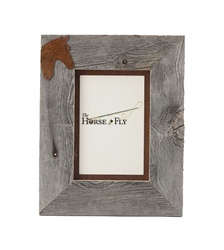 5X7 & 8x10 One-Image Barnwood Equestrian Frame with Rusted Metal Mat