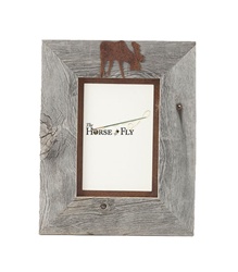 5X7 & 8x10 One-Image Barnwood Moose Frame with Rusted Metal Mat
