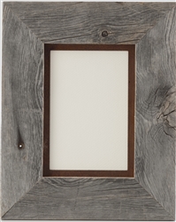 5X7 & 8X10 Barnwood Picture Frame with Rusted Metal Mat