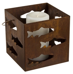 Fish metal hanging candle holder lantern