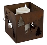 Small hanging moose metal candle lantern holder