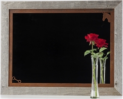 20X27 rustic mirror with two-image metal mat and barnwood frame