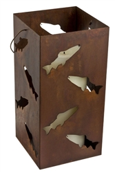 Large hanging metal fish candle holder lantern