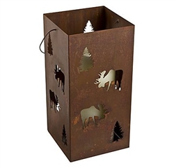 Large hanging moose metal candle lantern holder