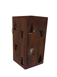 Large hanging metal skier candle lantern